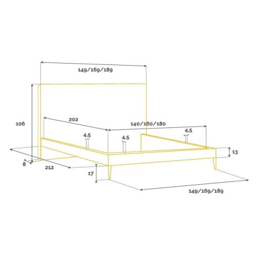 Ariana kárpitozott ágy 90 X 200 fekvőfelület