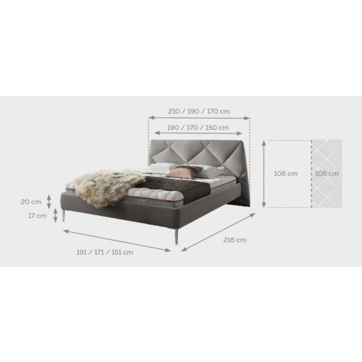 Davos kárpitozott ágy 160 X 200 fekvőfelület