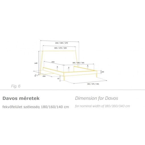 Davos kárpitozott ágy 160 X 200 fekvőfelület