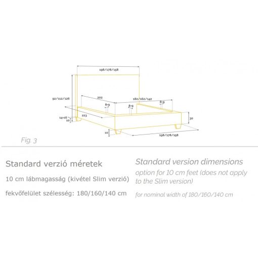 Elektra kárpitozott ágy - 106 cm magas fejtámla - 160 X 200 fekvőfelület