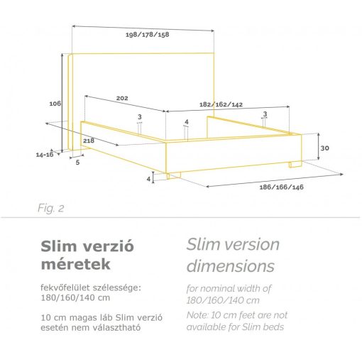 Stella kárpitozott ágy - 106 cm magas fejtámla - 90 X 200 fekvőfelület