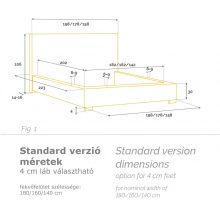 Victoria kárpitozott ágy - 106 cm magas fejtámla - 160 X 200 fekvőfelület