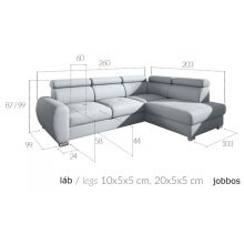 Cegléd sarokgarnitúra L - jobbos - bézs színben