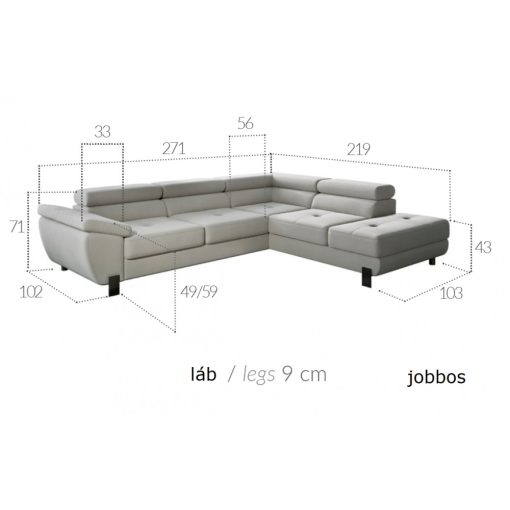 Győr sarokgarnitúra L - balos