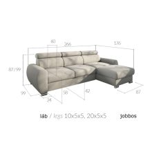 Szarvas sarokgarnitúra L - jobbos - kék színben