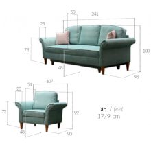 Budaörs kanapé 3 személyes - világoskék színű