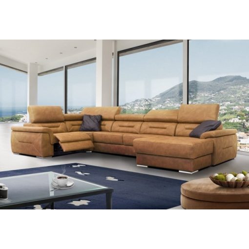 Domino U-alakú motoros relax sarokgarnitúra - 220 cm X 375 cm X 170 cm - jobbos