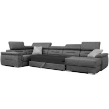 Domino U-alakú ágyazható, ágyneműtartós motoros relax sarokgarnitúra - 220 cm X 375 cm X 170 cm - jobbos