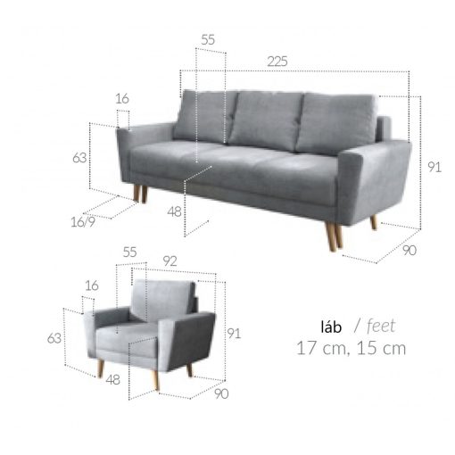 Dán fotel - szürke színben