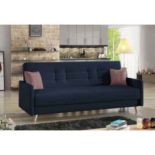 Elegáns bársony kanapé kék színben