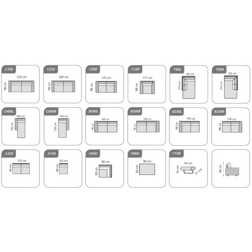 Eston U-alakú sarokgarnitúra 156 cm X 362 cm X 219 cm - jobbos