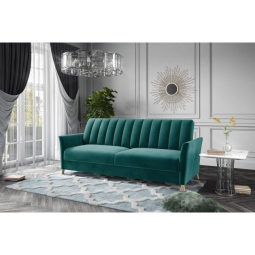 Glamour kanapé 3 személyes - zöld színű bársony