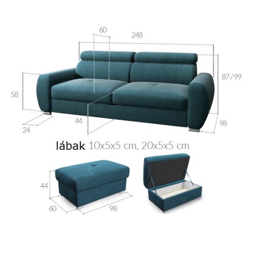 Kényelmes kanapé zöld színben