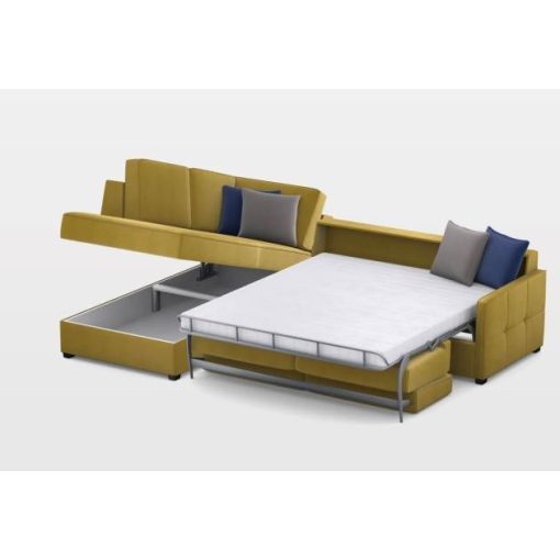 Keskeny ágyazható sarokgarnitúra 205 cm X 273 cm - nyitható tárolóval - balos