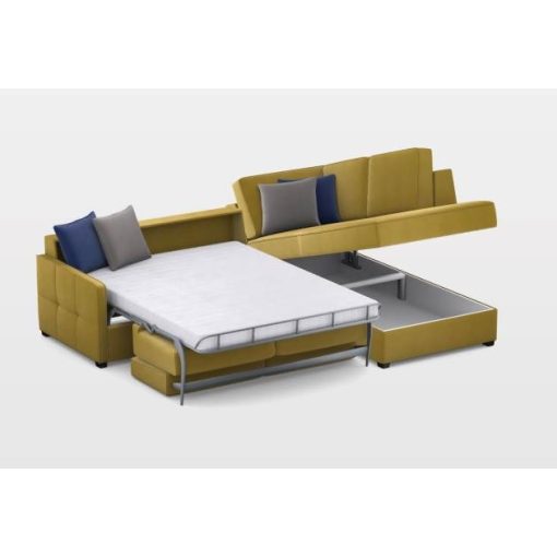 Keskeny ágyazható sarokgarnitúra 293 cm X 205 cm - nyitható tárolóval - jobbos