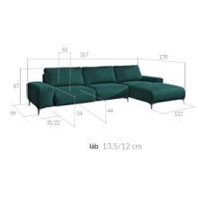 Kecskemét sarokgarnitúra - jobbos - rózsaszín színben