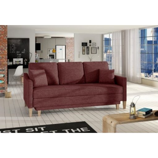 Minimál kanapé 3 személyes - bordó színű