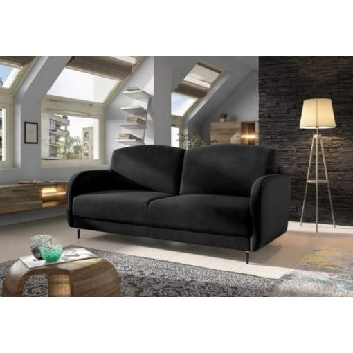 Modern kanapé 3 személyes - fekete színű bársony