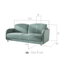 Modern kanapé 3 személyes - kék színű bársony