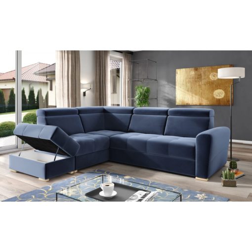 Nagykanizsa sarokkanapé puffal - balos 274 cm X 231 cm - kék színben