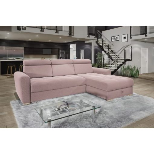 Nagykanizsa sarok ülőgarnitúra - jobbos 270 cm X 189 cm - rózsaszín színben
