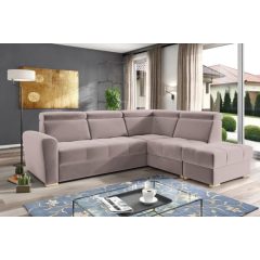   Nagykanizsa sarok ülőgarnitúra puffal  - jobbos 274 cm X 231 cm - rózsaszín színben