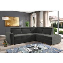 Nagykanizsa sarokgarnitúra puffal - jobbos 274 cm X 231 cm - fekete színben