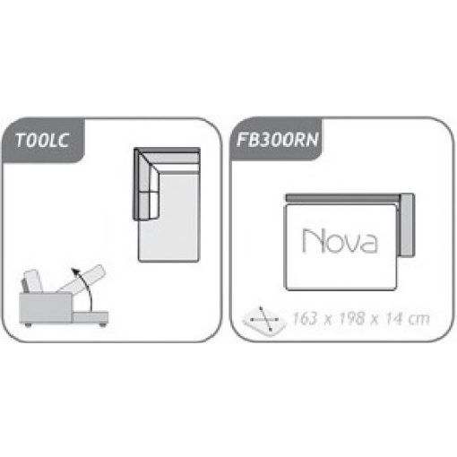 Nápoly ágyazható sarokgarnitúra 211 cm X 316 cm - nyitható tárolóval - balos