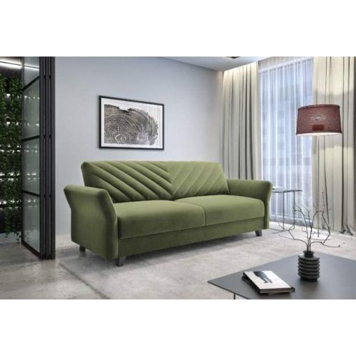 Prémium bársony kanapéágy zöld színben