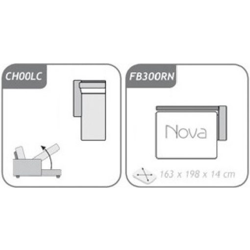 Príma ágyazható sarokgarnitúra 190 cm X 274 cm - nyitható tárolóval - balos