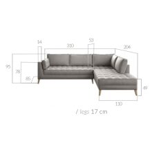Skandináv sarokgarnitúra - balos - 310 cm X 204 cm - fekete színben