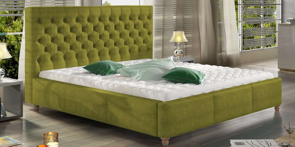 Chester kárpitozott ágy zöld színben 160X200