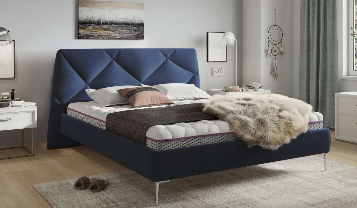 Davos kárpitozott ágy kék színben 160X200