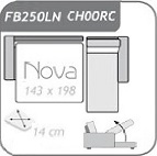 FB250LN + CH00RC / ágyazható sarok nyitható tárolóval 254 x 184 jobb