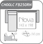 FB250RN + CH00LC / ágyazható sarok nyitható tárolóval 184 x 254 bal