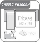 FB300RN + CH00LC / ágyazható sarok nyitható tárolóval 184 x 274 bal
